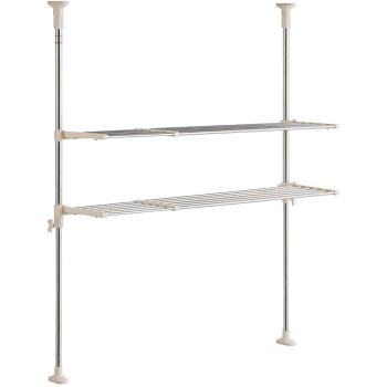 Bestco Warm Gray Stainless Steel Tension Shelf – 2-Tier Kitchen Rack