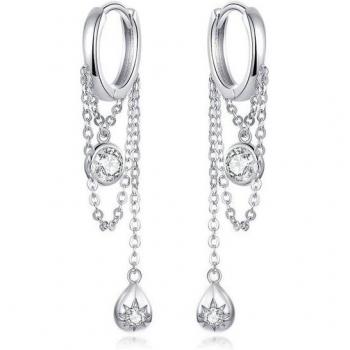 Cercei a goccia d'acqua in argento 925 con design geometrico rotondo BAMOER