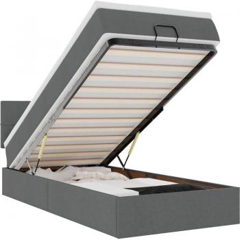 VidaXL Modernes Ottomane-Bett mit Matratze und LED-Lichtern Dunkelgrau 80x200 cm
