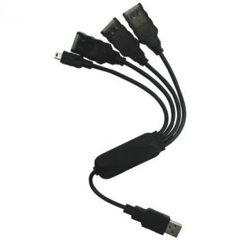 PremiumCord USB 2.0 HUB 4-portový, černý kabel