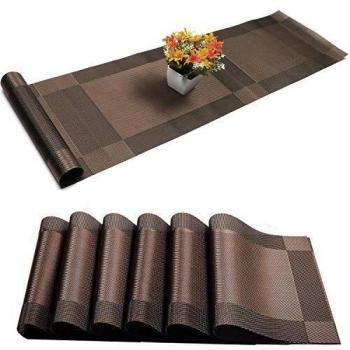 Gathering or party table mat set (woven crossweave design, vinyl/PVC)