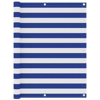 Paravento da Esterno Bianco e Blu 120x500 cm in Tessuto Oxford