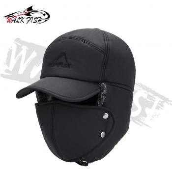 Chapeau de pêche pour hommes, avec protection d'oreilles, coupe-vent, imperméable, en velours, hiver