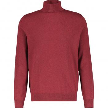 LERROS Rollkragenpullover Männergr. M – Roter Ruby Red Melange mit Logostickerei