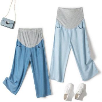 Casual Blue Maternity Crop Trousers