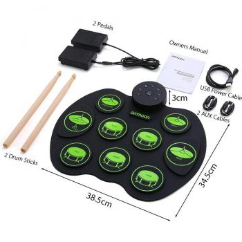 Kit de Batterie Électronique en Silicone USB avec Pédales et Baguettes