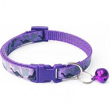 Collier d'identification en nylon pour chat avec cloche et motif camouflage 20-34cm