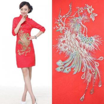 Peacock Sequin Embroidery Fabric for Bridal Dress