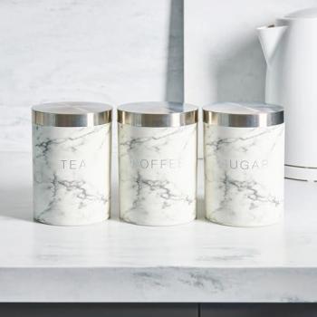 Classic Marble Sweetener & Beverage Containers – 3 Piece