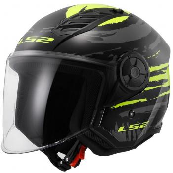 LS2 Airflow II Brush Casco Jet Nero Giallo