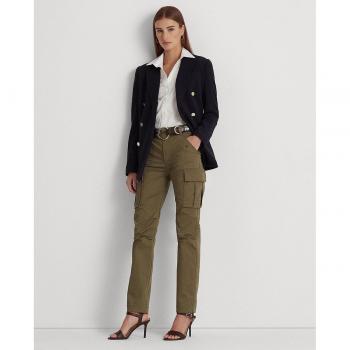 Ralph Lauren Women’s Slim-Fit Olive-Toned Cotton Trousers – Small Size