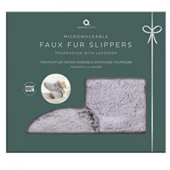 Microwaveable Lavender-Scented Grey Faux Fur Slipper Boots
