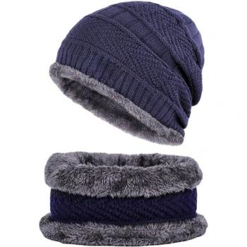 Fleece Lined Knitted Beanie and Neck Warmer Set