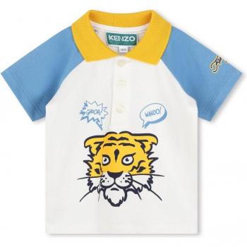 Polo Kenzo KIDS garçon 12M blanc manches raglan imprimées