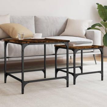 VidaXL Set of 2 Nesting Coffee Tables Smoked Oak Engineered Wood