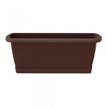 Pot de Fleurs en Plastique Marron avec Support 39,2 x 18,4 cm