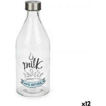 Bottiglia di vetro con tappo in acciaio per latte 1 L (12 unità)