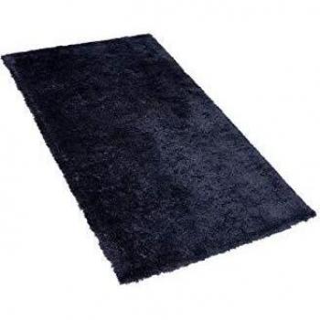 Tappeto Shaggy Blu Scuro 80 x 150 cm in Misto Cotone e Poliestere con Pelo Denso