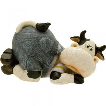 Statuetta di Mucca Dormigliona in Resina, Design Giardino