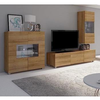 Lomadox Wohnzimmer-Set CAIRNS-132, Mega-Spar-Set, 3-teilig, Eiche Nb