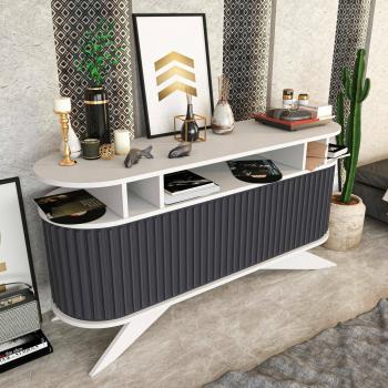 Dmora Buffet Dpoluzz salon 150x43x75 cm Blanc Anthracite