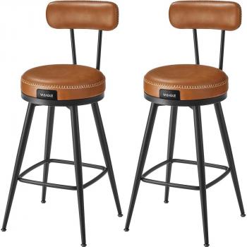Set de 2 Tabourets de bar en PU marron caramel, 54 x 54 x 91 cm