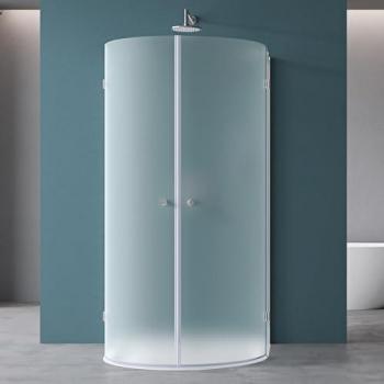Paroi de Douche Ronde 90x90 avec Verre Opaque et Montage Réversible