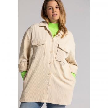 Camicia giacca oversize in velluto elasticizzato a coste, beige, taglia 48/50, cotone/poliestere, Studio Untold