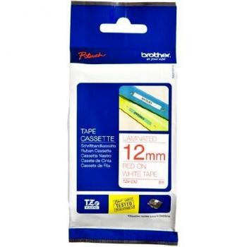 Brother 12mm Red On White TZe Label Tape