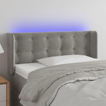 Cabecero Terciopelo Gris Claro con Luces LED 83x16x78/88 cm