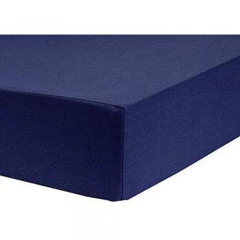 Drap housse bleu 160 x 200 cm en coton pour lit à tête et pied relevable