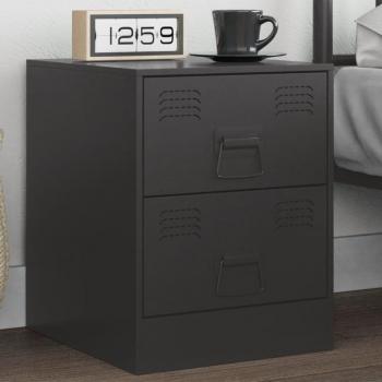 VidaXL Black Steel Bedside Cabinet 34.5x39x44 cm