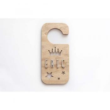Placa Pomo Puerta de Madera Personalizable Corona Primor