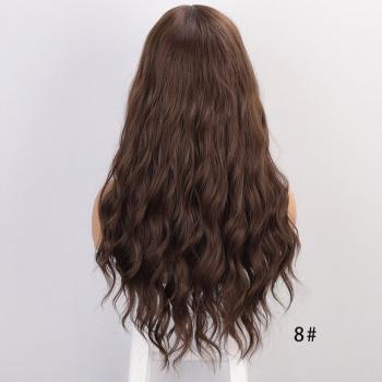 Synthetic Long Grey Water Wave Wig with Bangs