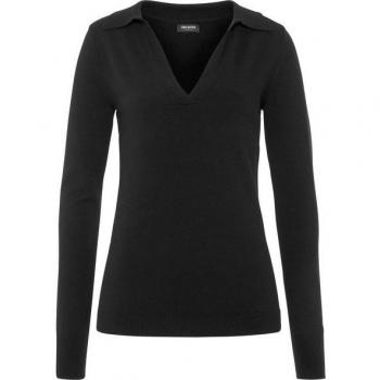HECHTER PARIS Damenpullover mit Polokrage und eleganten V‑Ausschnitt, schwarz, Gr. 40