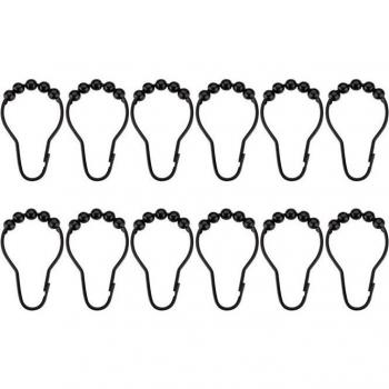 12PCS Rollerball Shower Curtain Hooks in Satin Nickel