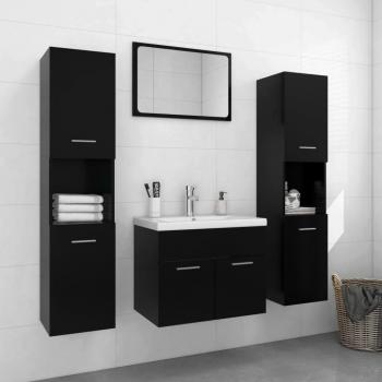 VidaXL Black Wood Bathroom Furniture Set