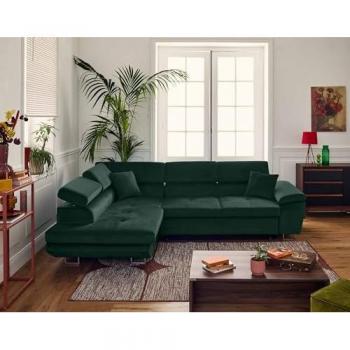 ECKSOFA GREEN 5‑SITZER BESTMOBILIER – SCHLAFKISTELLE