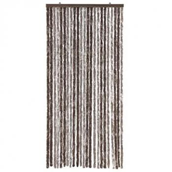 Tenda ProteggiSole in Ciniglia 100x220 cm Antimosche Lavabile Regolabile Marrone Tortora