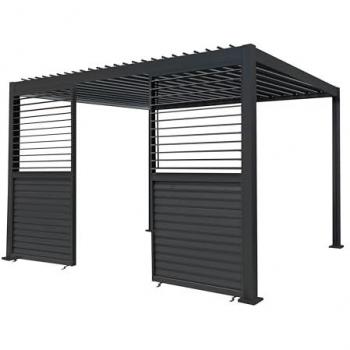 Unisex Anthracite Aluminum Pergola (Grey) – 3m × 4m, 2 Shutter Panels