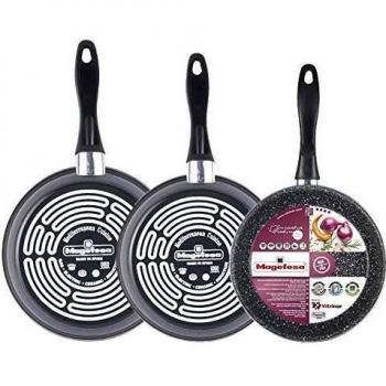 Set de 3 poêles antiadhésives en pierre Magefesa Gransasso 24/26/28 cm, induction, acier vitrifié, sans PFOA