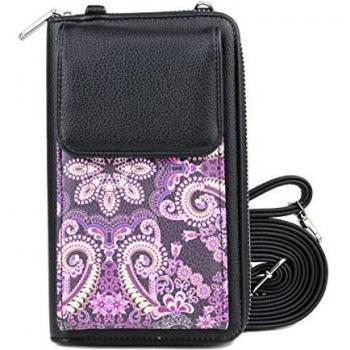 RFID‑Schutz Brieftasche & Handy Crossbody – Kleine Größe, M‑Schwarz