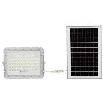 Faro LED 120W con Pannello Solare 15W e Telecomando, Bianco Naturale 4000K, Batteria Sostituibile