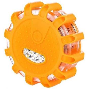Luz de emergencia 12 LED + 3 LED, con imán y gancho, alimentación 3x AAA, color naranja
