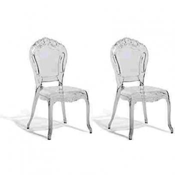 Beliani Set of 2 Stackable Transparent Dining Chairs with Solid Back