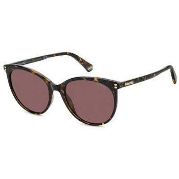 Polaroid Women's Havana Violet Cat‑Eye Polarized 55 mm