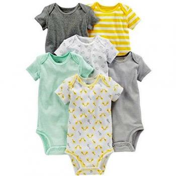 Baby Bodysuit Pack of 6 by Carter's Simple Joys, Neutral Colors, Gray/Yellow, Preemie Sizes