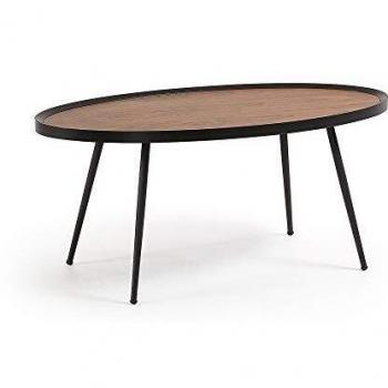 Mesa de Centro Ovalada Kinsley 102 x 56 cm con Acabado en Nogal