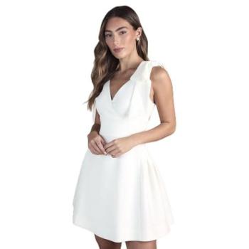 Coast Skater Bride Mini Dress, Ivory Bow-Strapped – Size 10