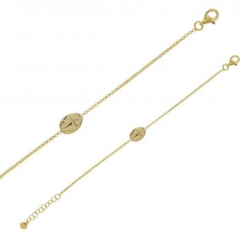 Pulsera de Plata 'Cruz' con Acabado Dorado